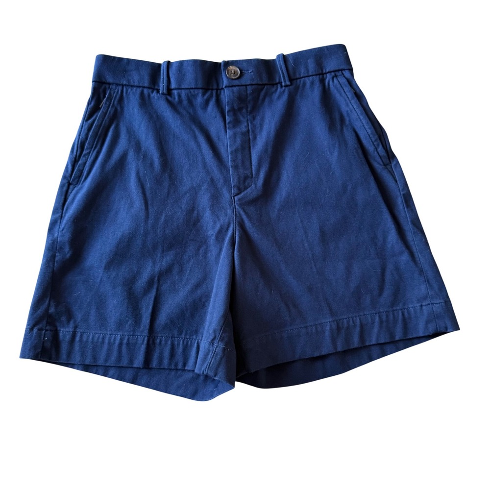 Spanx Stretch Twill Shorts Womens Medium Navy Blue Excellent 6" Casual Chino